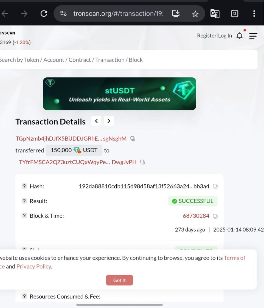Deposite 150,000$